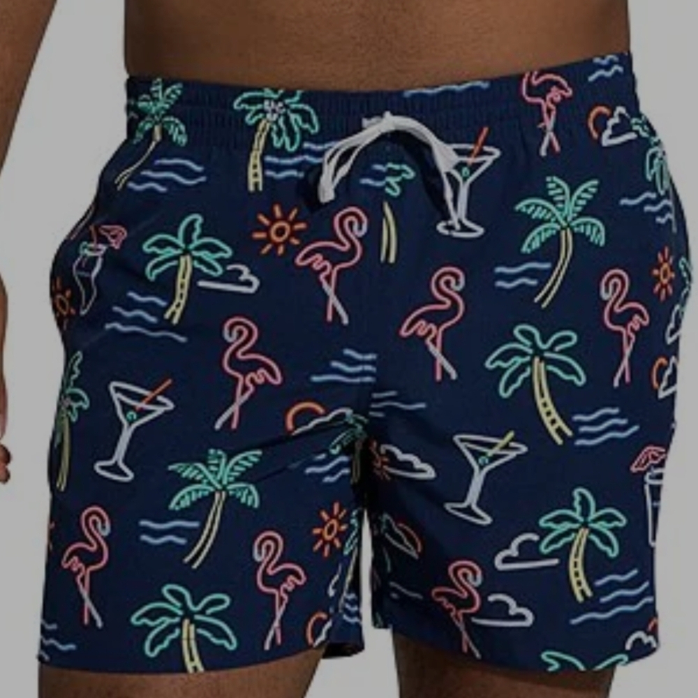 Chubbies Navy Flamingo Print Men's Shorts,zise XXL - Picture 2 of 5